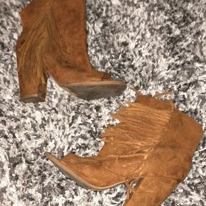 Fringe heel boots
